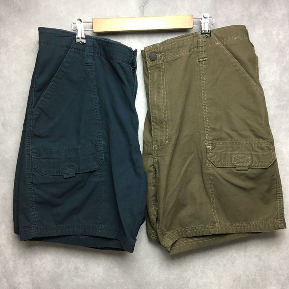 Wrangler Other - Wrangler Mens Cargo‎ Shorts 38 (Lot of 2) Blue Brown Zip Pocket Trail